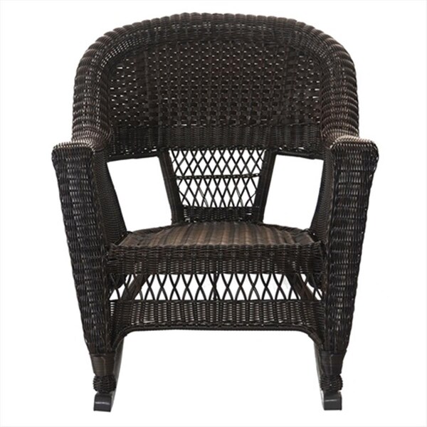 Jeco W00201R-A-2-RCES017 3 Piece Espresso Rocker Wicker Chair Set With Black Cushion W00201R-A_2-RCES017 - main